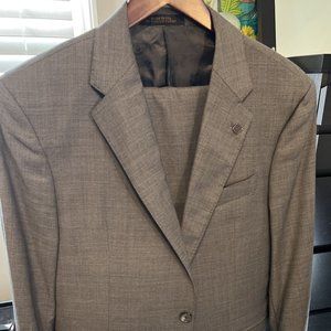 Jos A Bank Reserve Grey Textured Tailored Fit 41R/35 Mens Wool Suit